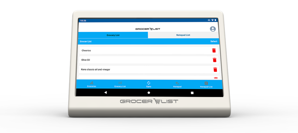 Grocer-Elist electronic grocery list tablet